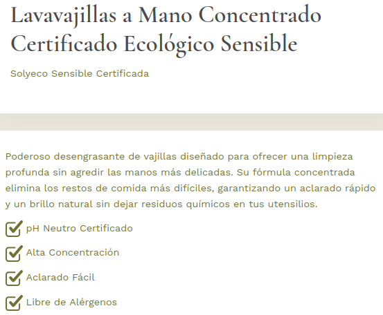 LAVAVAJILLAS A MANO CONCENTRADO SENSIBLE Solyeco (2 L)