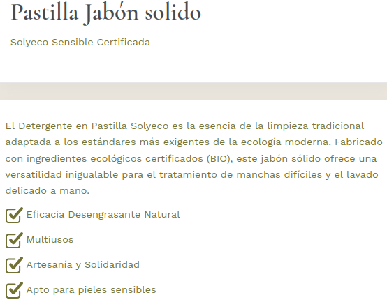 PASTILLA DE JABON CASERO DE ACEITE DE OLIVA 1ª PRESION EN FRIO Solyeco