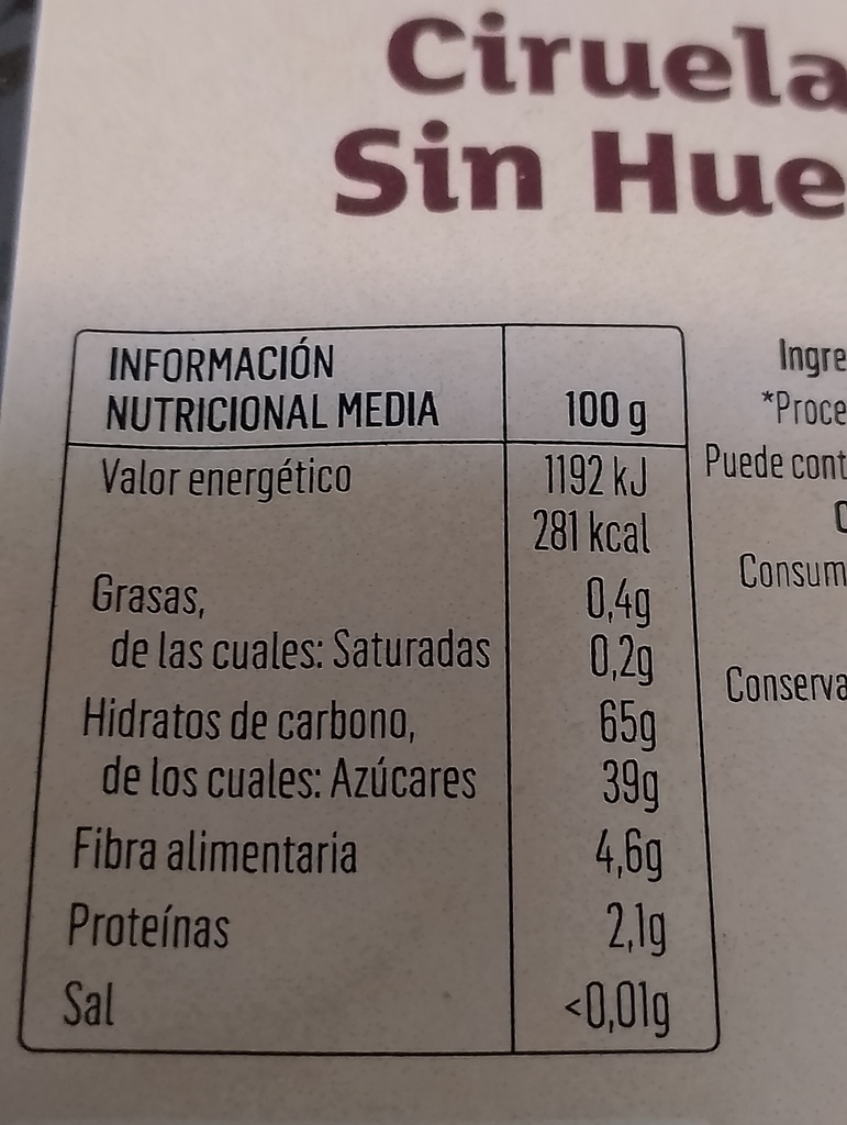 CIRUELA SIN HUESO Biogra (230 gr)
