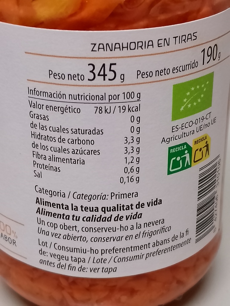 ZANAHORIA RAYADA (370 gr.) Demeter