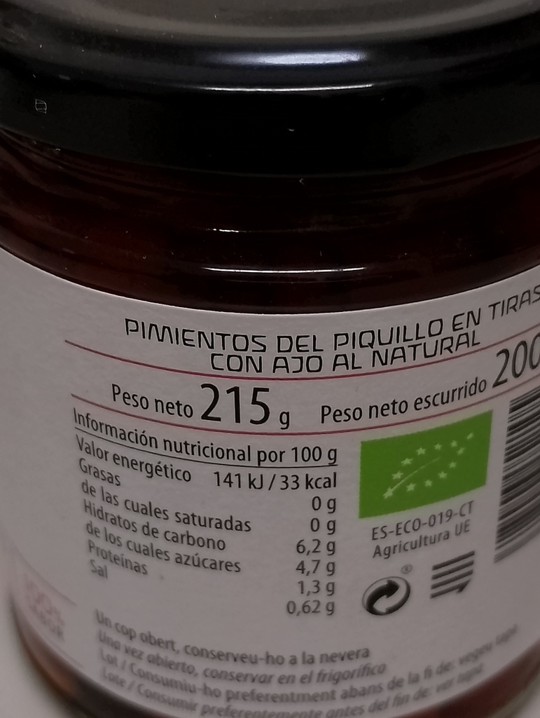 PIMIENTO DEL PIQUILLO EN TIRAS Cal Valls (215 gr)