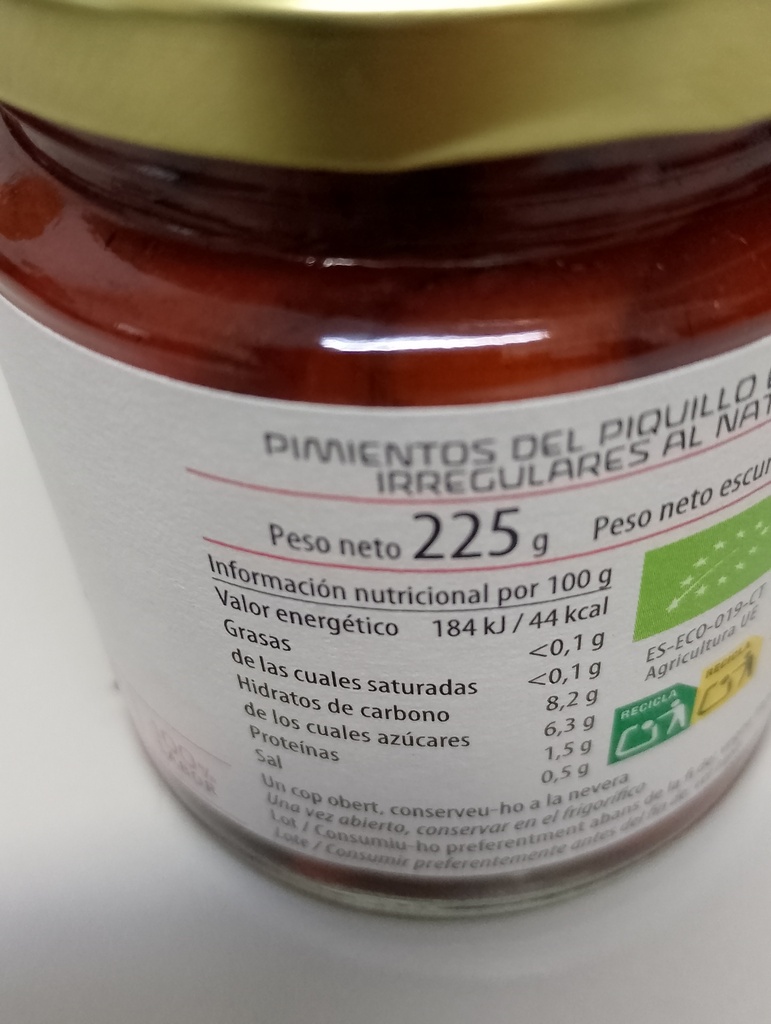 PIMIENTO DEL PIQUILLO EN TROZOS Cal Valls (225 gr)