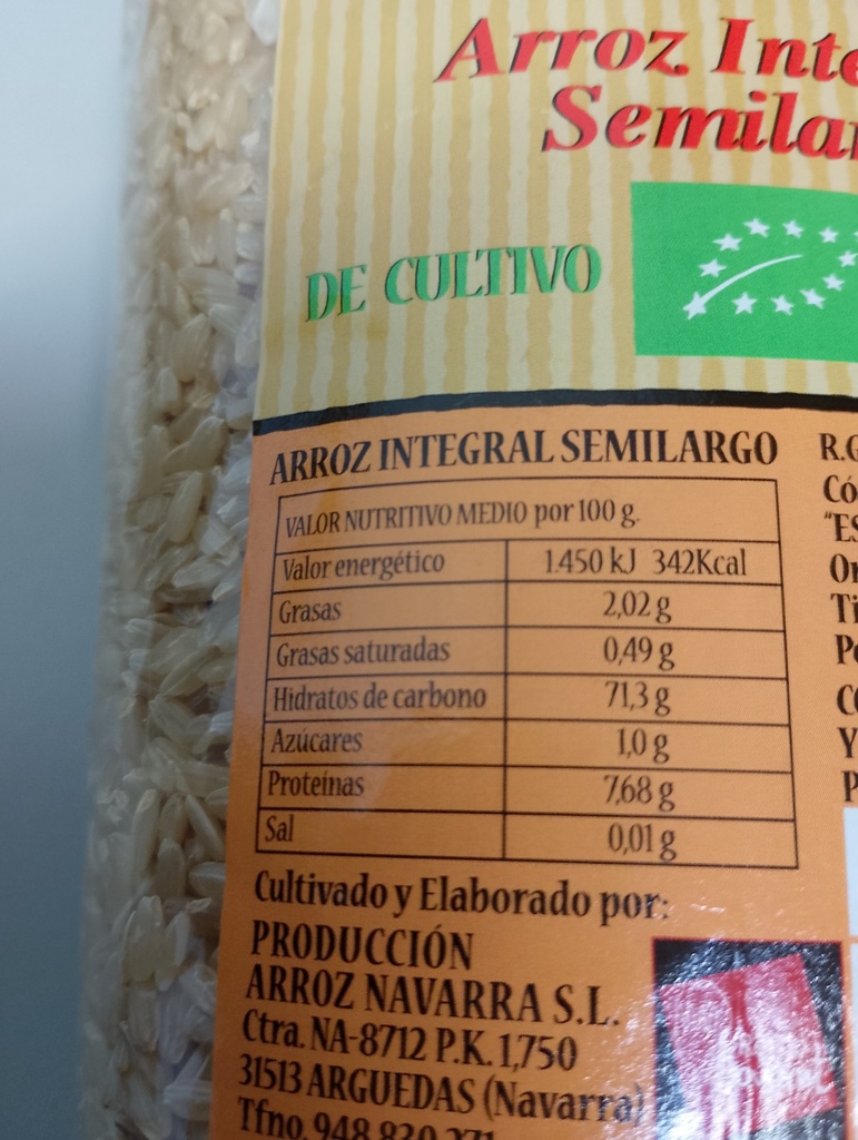 ARROZ INTEGRAL SEMILARGO El Alcaraván (1 kg)