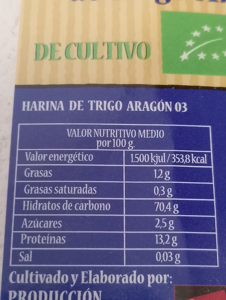 HARINA INTEGRAL TRIGO  ARAGON-03 El Alcaraván (1 kg)