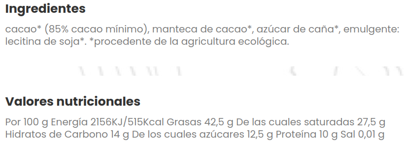 CHOCOLATE NEGRO 85% Equimercado (80 gr)