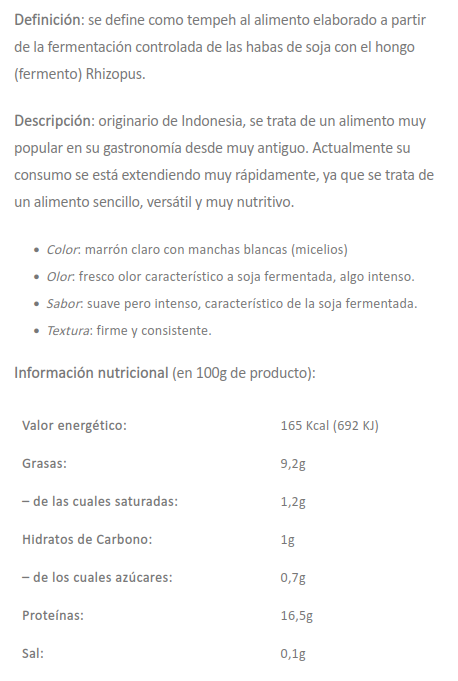 TEMPEH NATURAL Zuaitzo (200 gr)