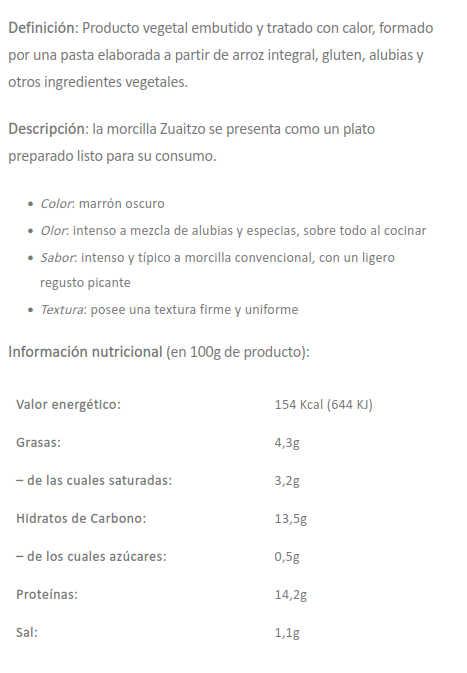 VEGGIMORCILLA VEGETAL Zuaitzo (250 gr)