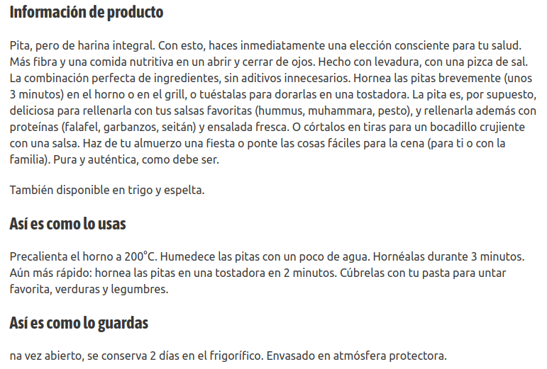 PAN DE PITA INTEGRAL 8 und (560 g)