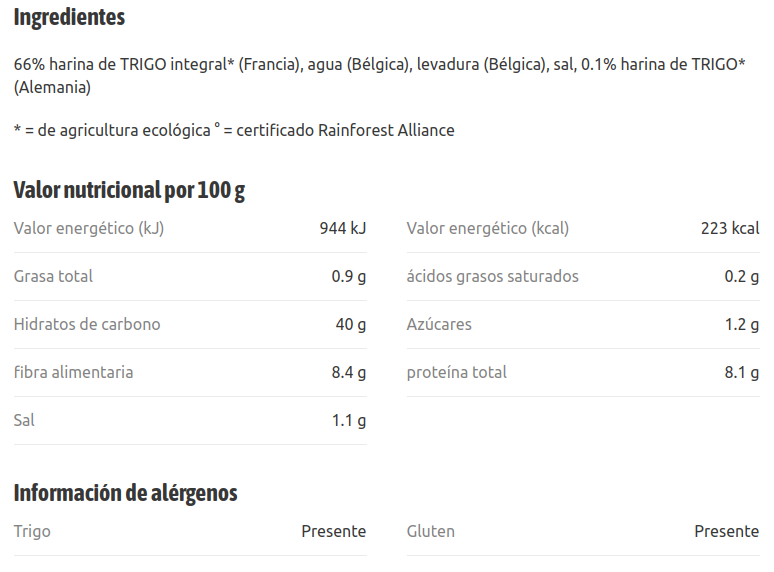 PAN DE PITA INTEGRAL 8 und (560 g)