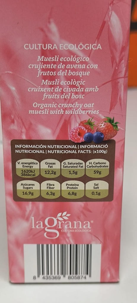 KRUNCHY AVENA SUN FRUTAS DEL BOSQUE "LA GRANA"  (375 gr)