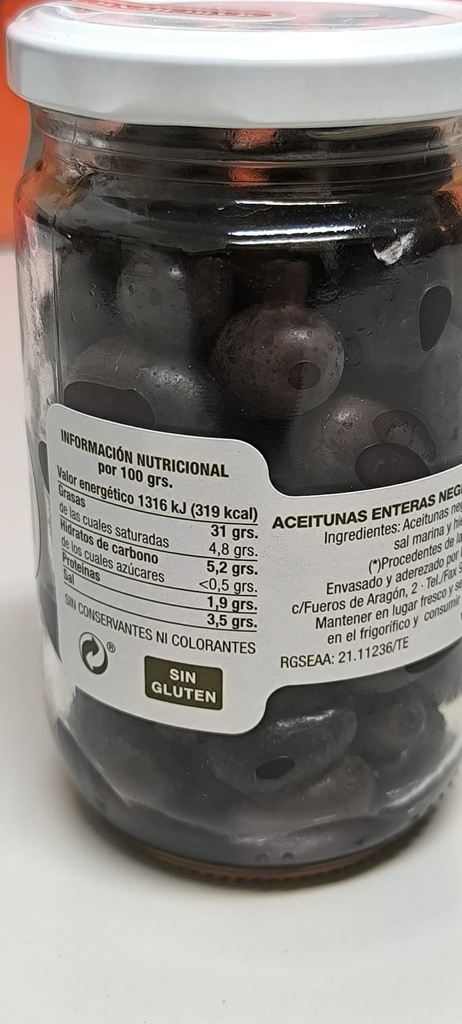 ACEITUNA NEGRA MARCHENICA al natural (190 gr)
