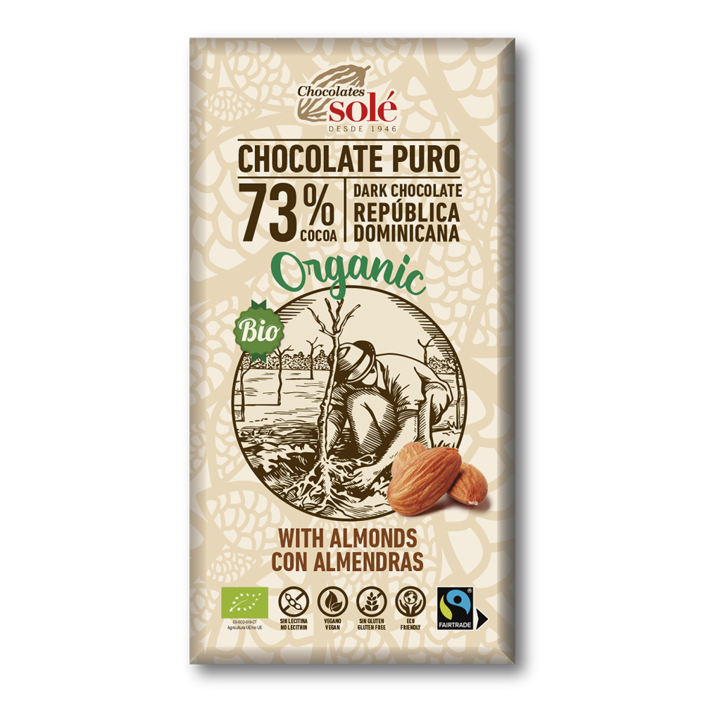 CHOCOLATE 73 % CON ALMENDRAS Sole (150 g)