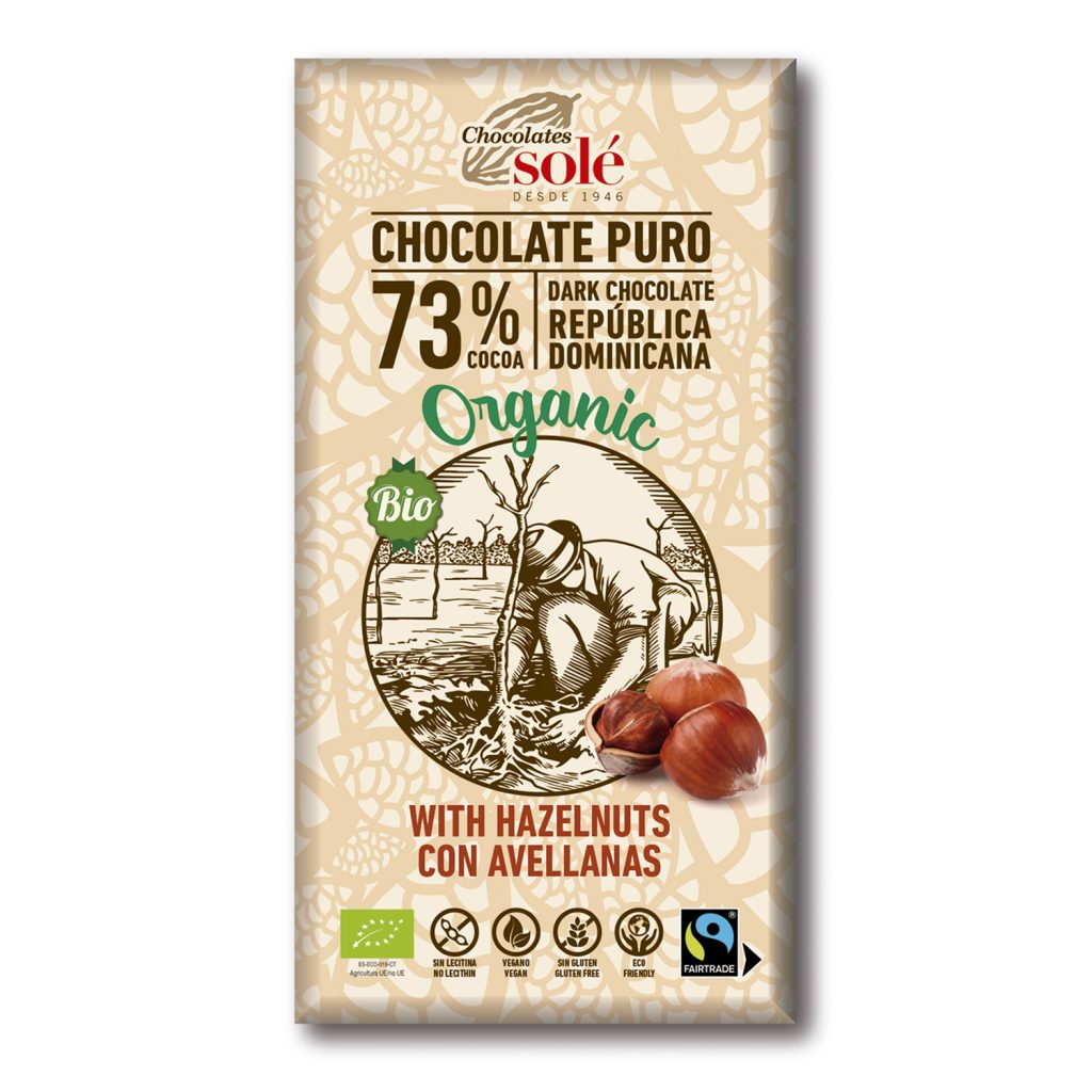 CHOCOLATE NEGRO 73 % AVELLANAS Sole (150 g)