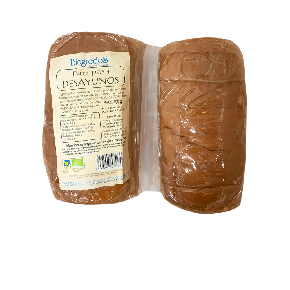 PAN PARA DESAYUNOS Biogredos (250 g)