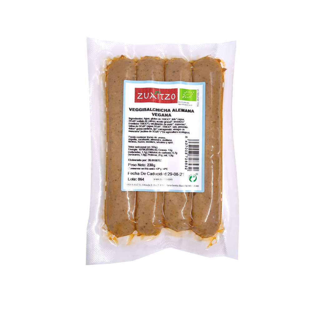 SALCHICHA VEGANA ALEMANA ZUAITZO (230 gr)