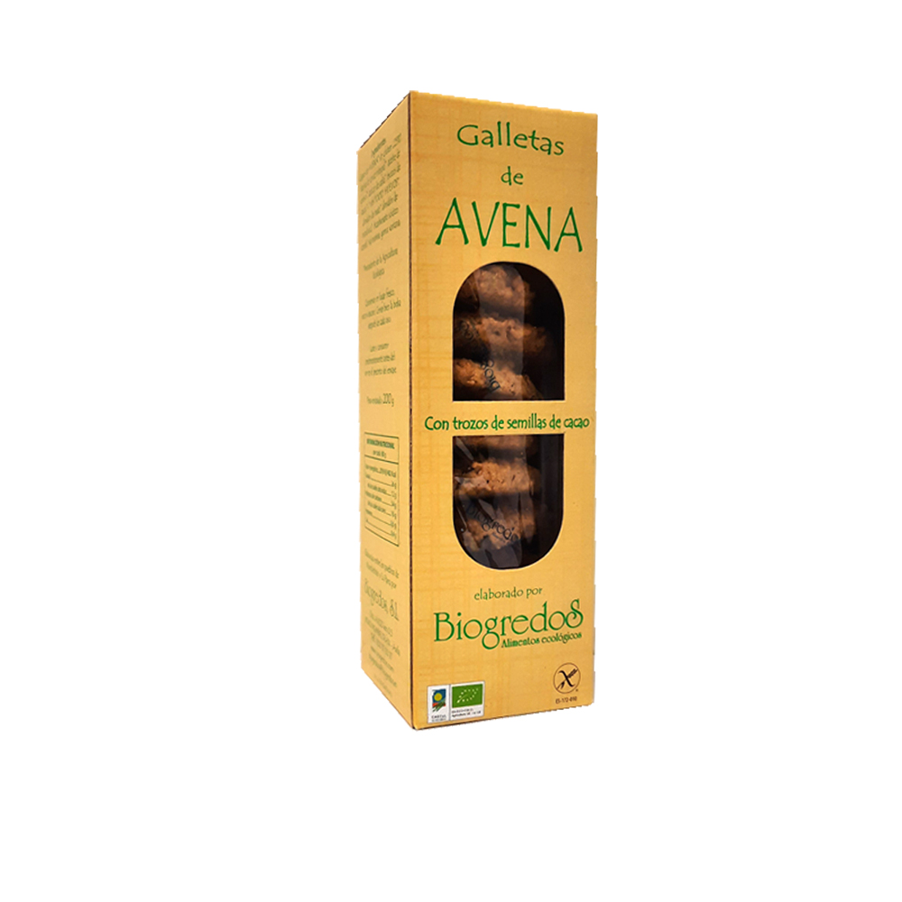GALLETAS DE AVENA CON TROZOS DE CACAO SIN GLUTEN Biogredos (200 g) Cad. 12/7