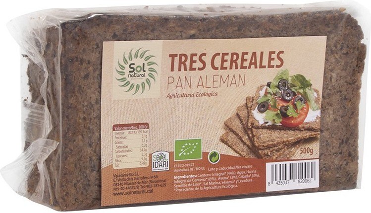 PAN ALEMAN INTEGRAL 3 CEREALES Sol Natural (500 g)