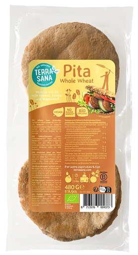 PAN DE PITA DE TRIGO INTEGRAL Terra Sana (8 und; 480 g)