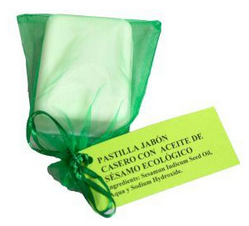 PASTILLA DE JABON CASERO DE ACEITE DE SESAMO 1ª PRESION EN FRIO Solyeco
