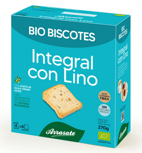 [2020010] BISCOTES INTEGRALES CON LINO Arrasate (270 g) Cad 23/4.