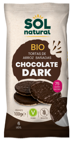 [2020210] TORTITAS DE ARROZ BAÑADAS CHOCOLATE NEGRO Sol Natural (100 g)