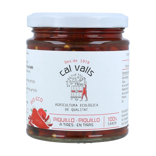 [2061030] PIMIENTO DEL PIQUILLO EN TIRAS CON AJO Cal Valls (215 gr)