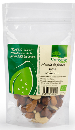 [202050007] MIX DE FRUTOS SECOS (ALMENDRA, ANACARDO, AVELLANA, PASAS) Campomar nature (125 g) Cad. 31/10